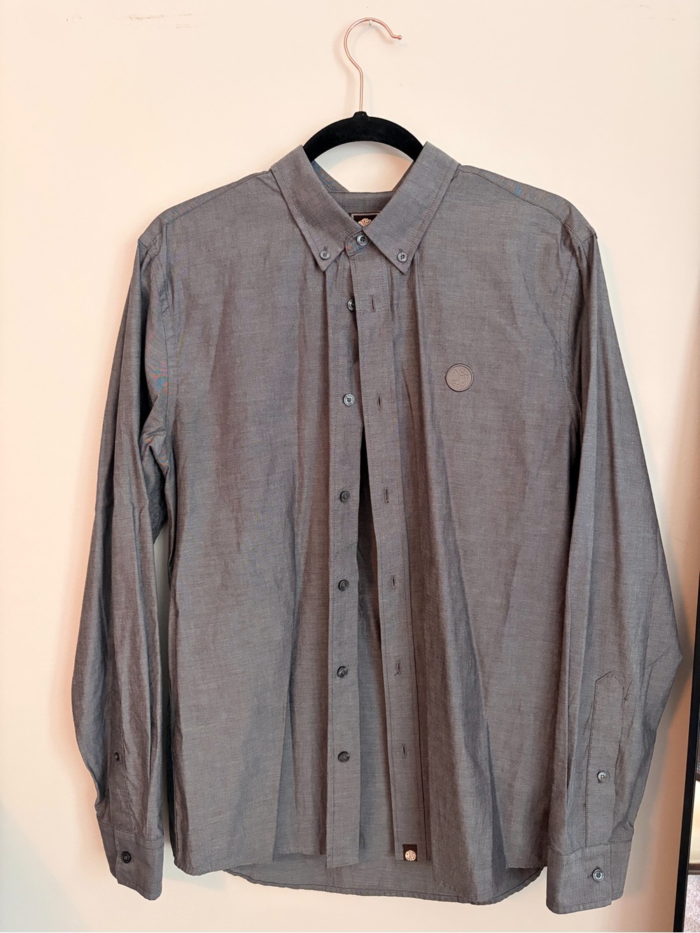 Pretty Green Button-Down Long Sleeve Shirt in Gray